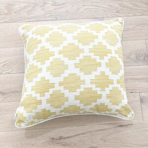 Geometric Yellow Hand painted Down Throw Pillow
